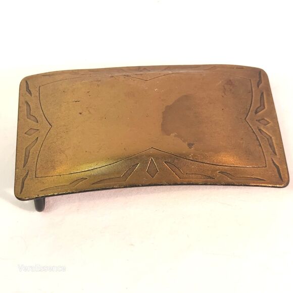 Vintage Credit Card Belt Buckle Brass 3.25